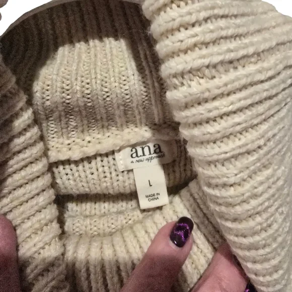 A.N.A. Beige Fringed Western Cowgirl Turtleneck Sweater Sz 1X - Picture 5 of 7